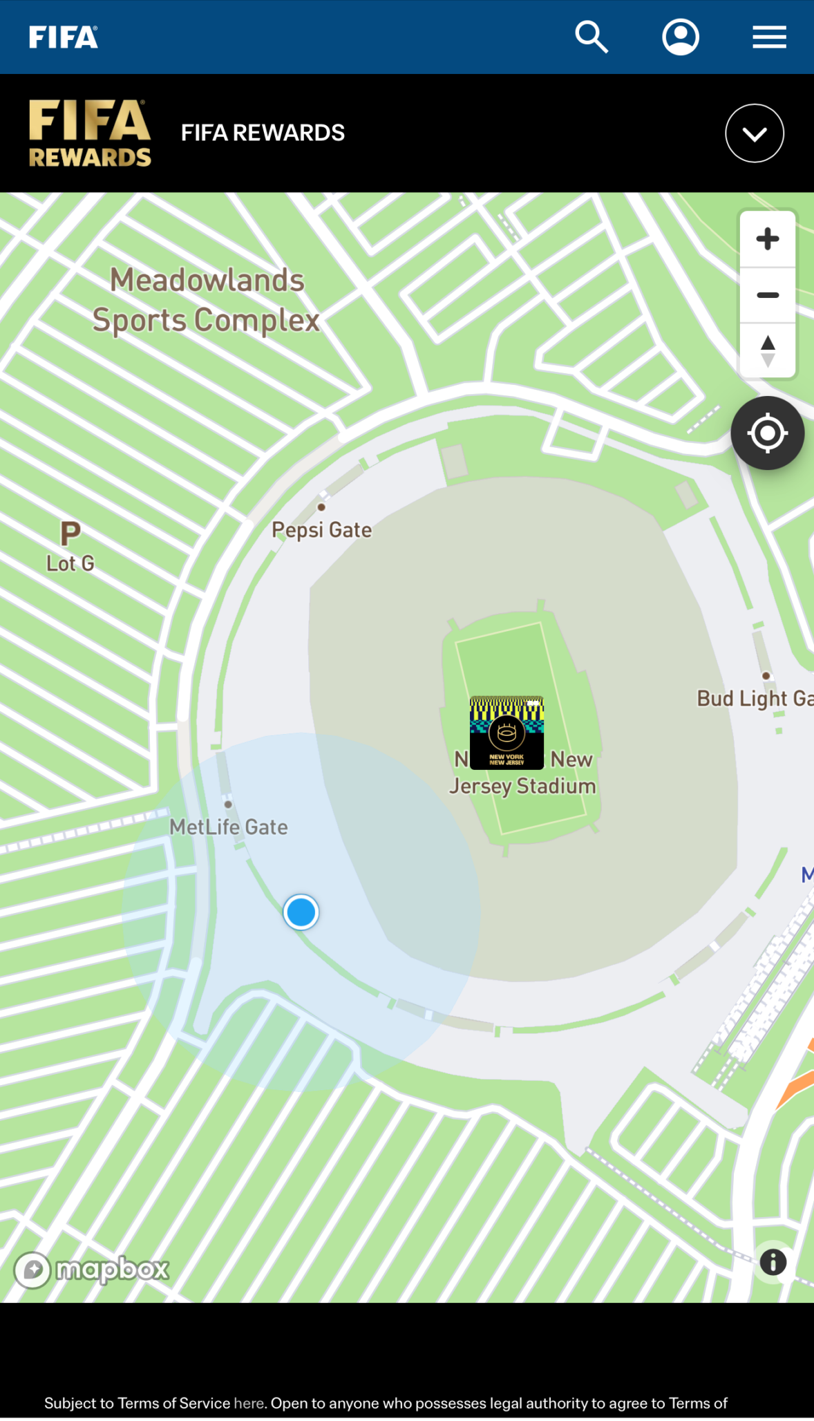 FIFA Rewards Standortkarte rund um das Stadion